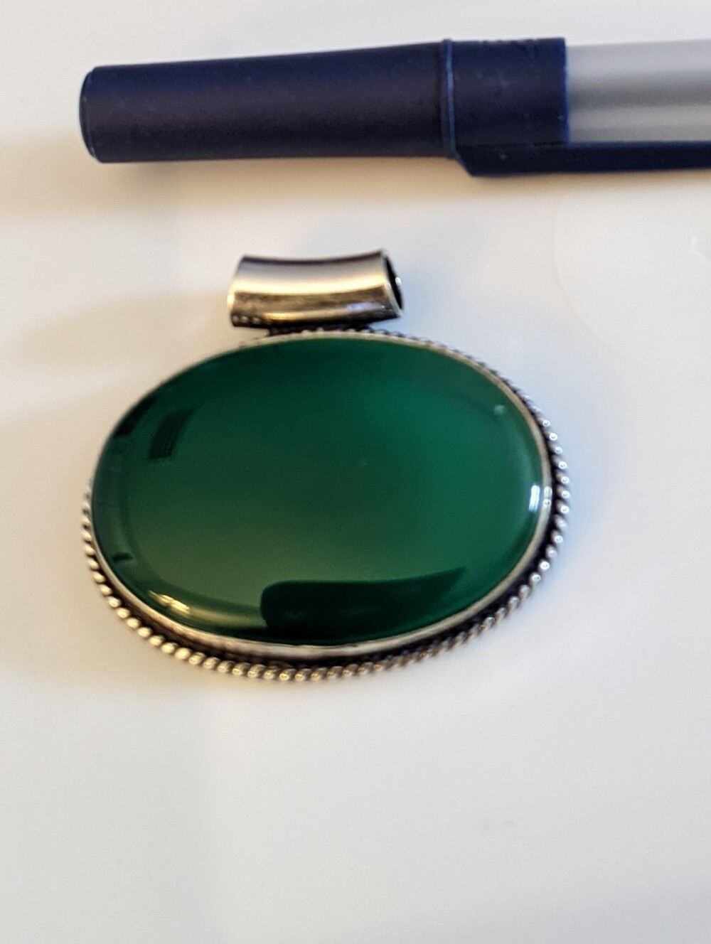 Green Onyx Gemstone Jewelry 925 Sterling Silver Handmade Pendant Necklace - Picture 3 of 7